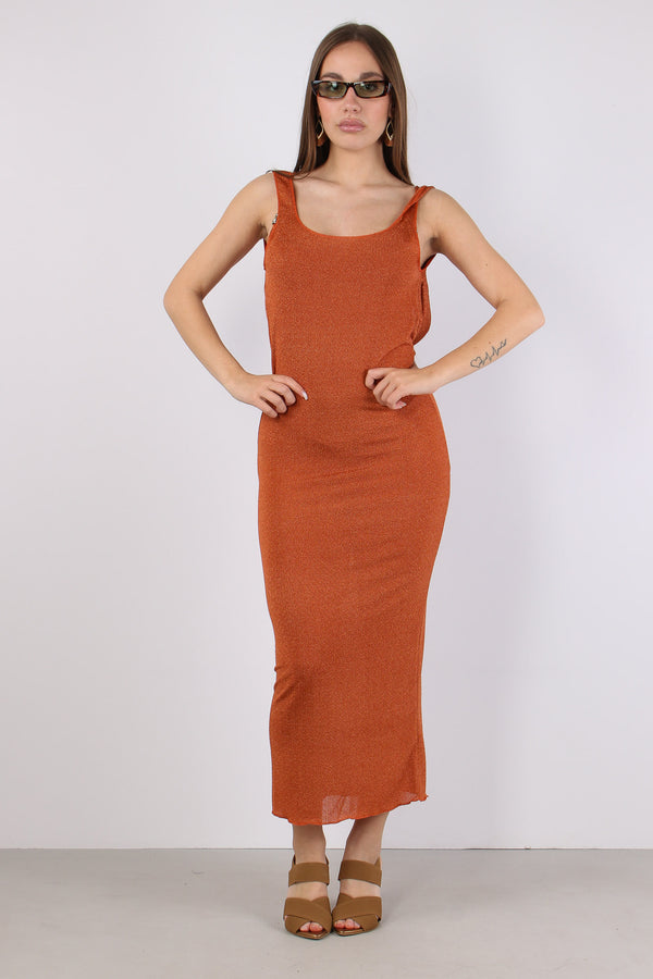 Abito Lurex Scavo Dietro Arancio