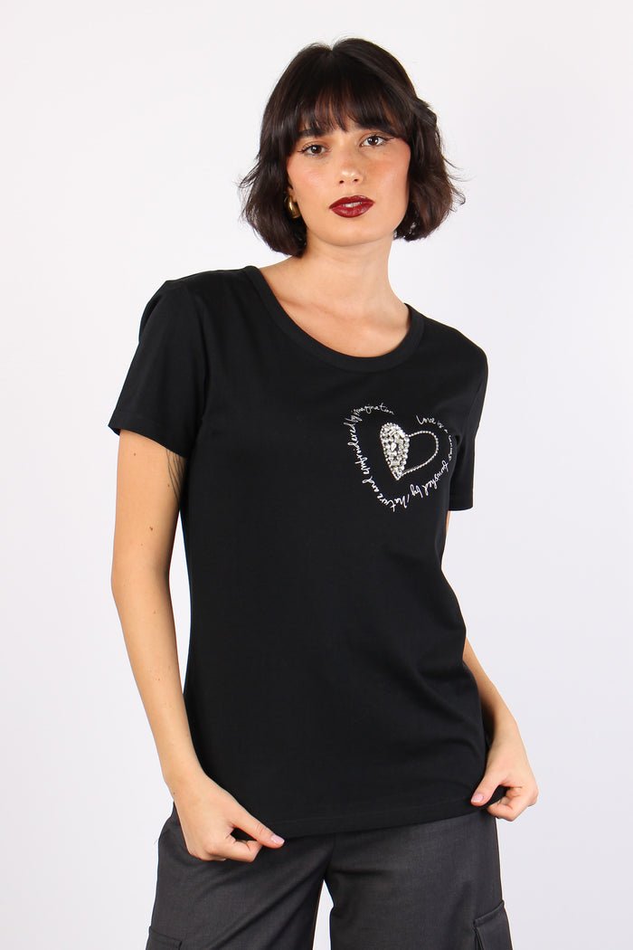 Palmira T-shirt Ricamo Black