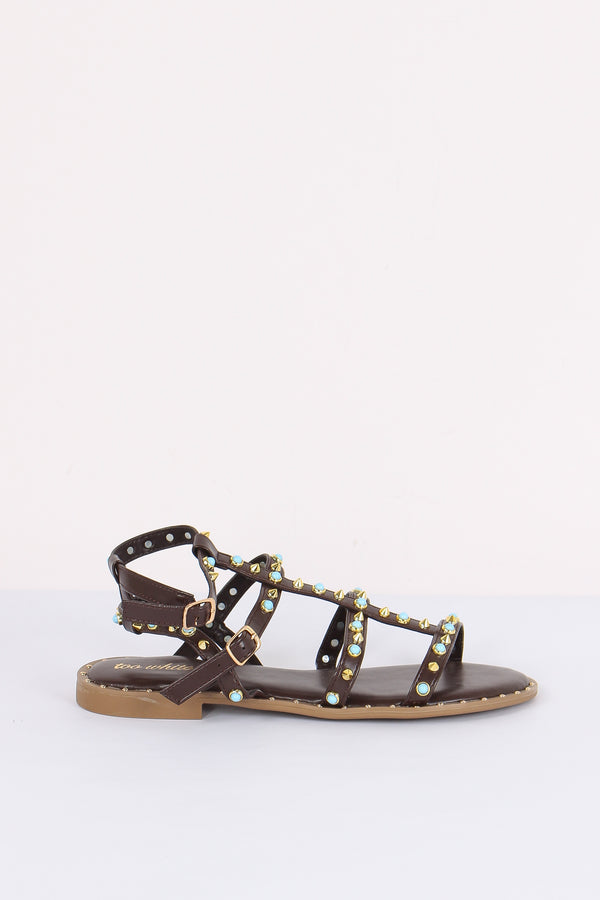 Sandalo Borchia Multicolor Brown
