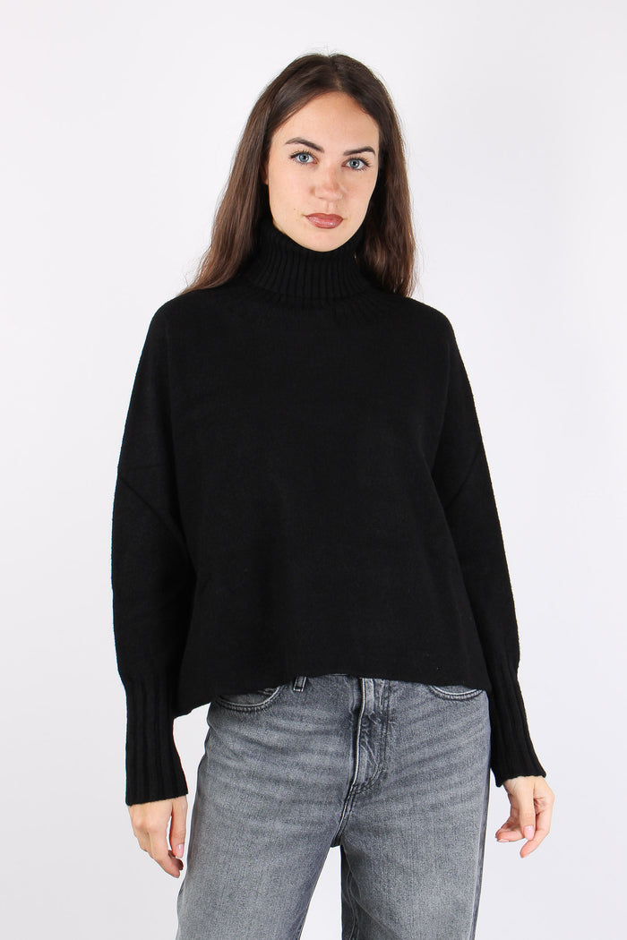 Maglia Collo Alto Viscosa Nero-4