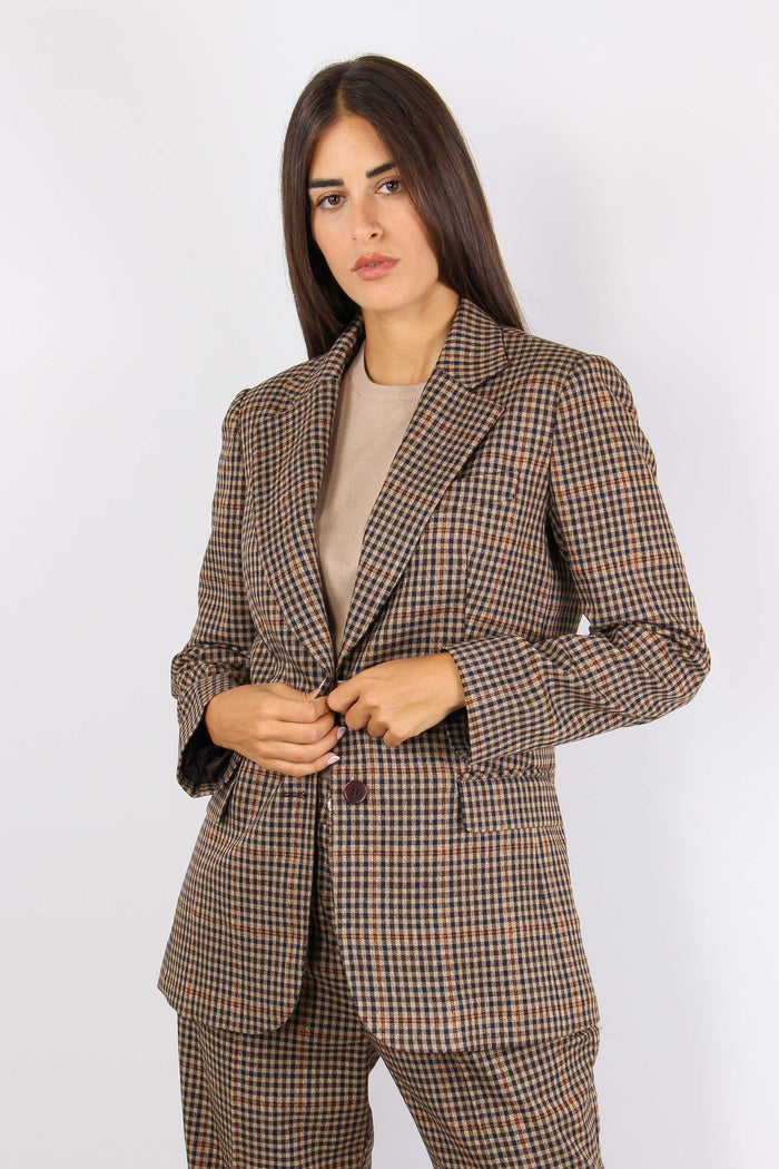 Giacca Dritta Micro Quadro Cioc/beige/blu-3