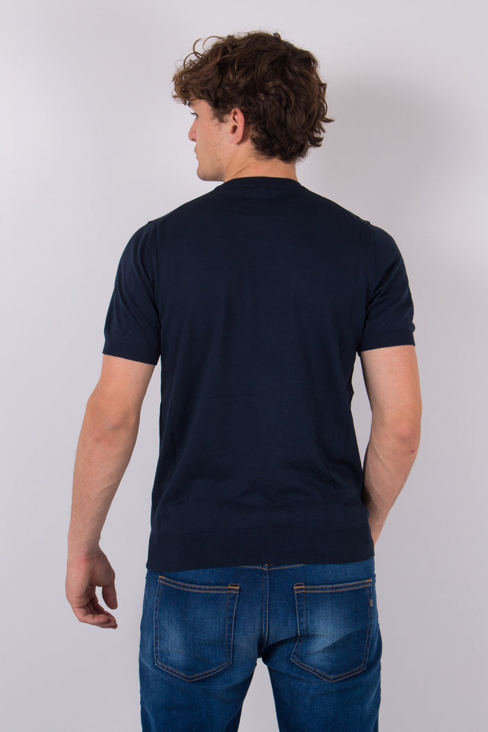 T-shirt Girocollo Cotone Blu Navy-2