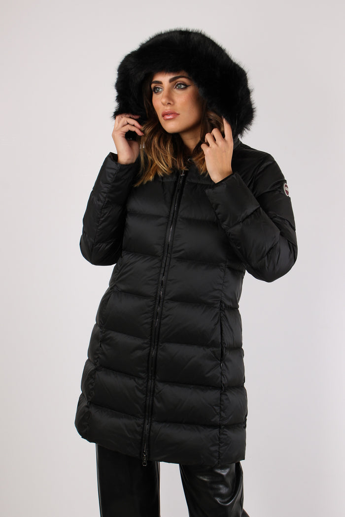 Piumino Lungo Ecopelliccia Nero-2