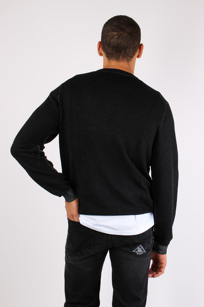 Maglia Lana Punto Riso Nero-3