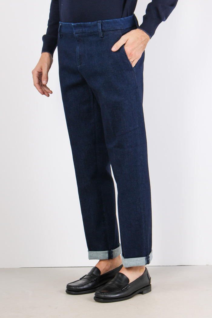 Gaubert Pantalone Effetto Deni Blu Medio-3