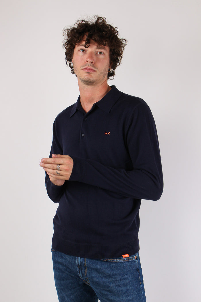 Polo Mezza Zip Navy Blue-3
