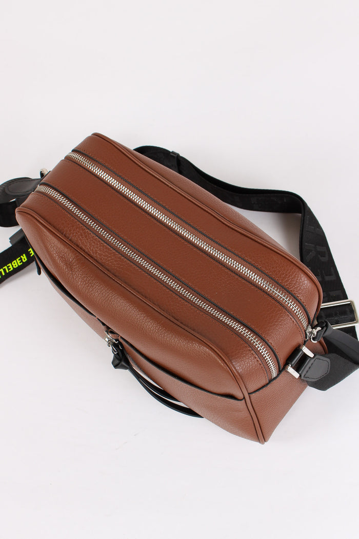 Alyssa Tracolla Doppia Zip Tas Chocolate-4