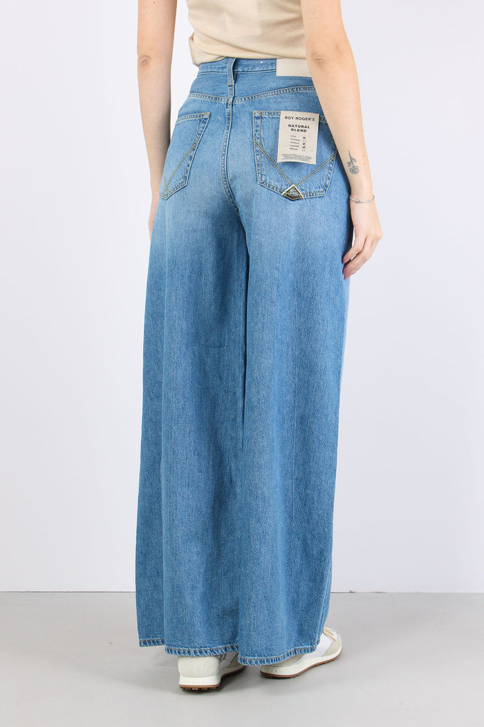 Denim Wide Misto Lino Denim Chiaro-4