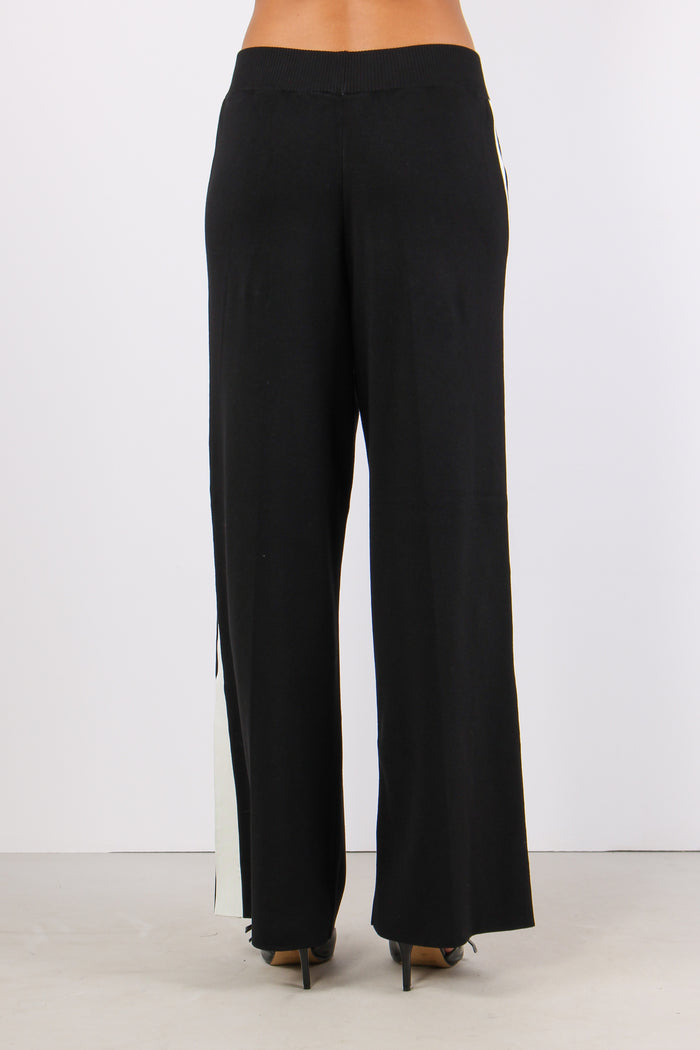Pantalone Palazzo Tricot Nero/milk-6