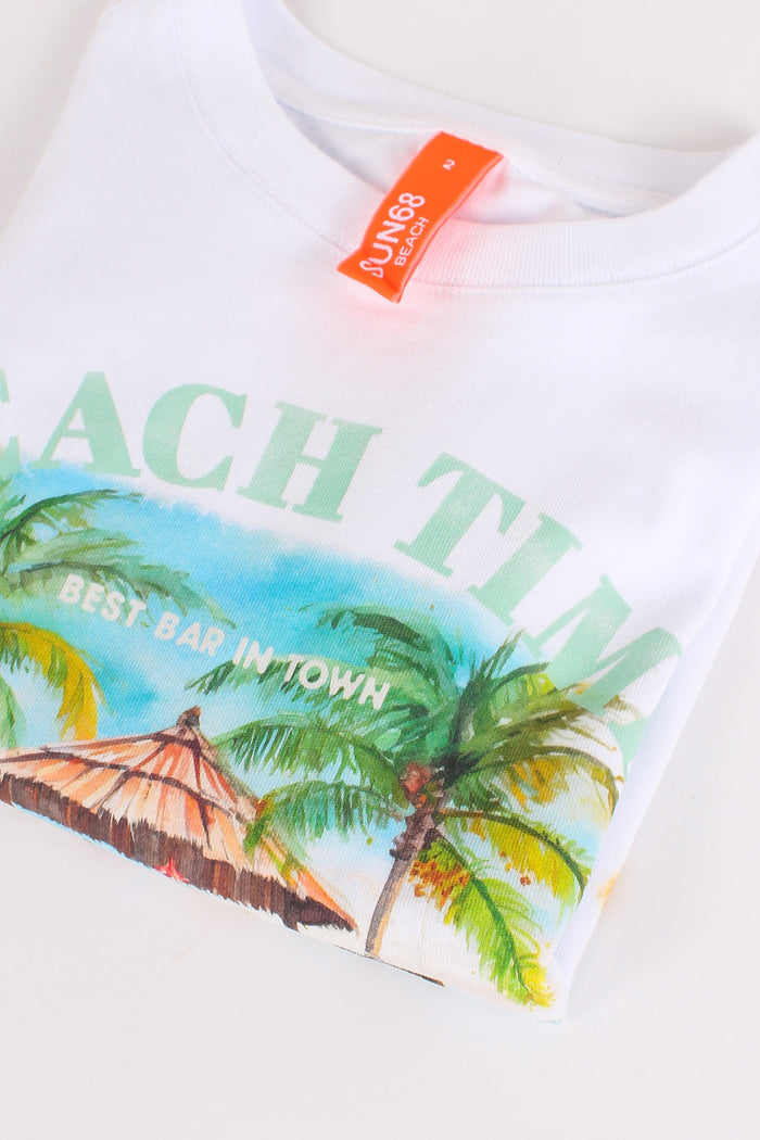 T-shirt Stampa Beach Bianco-5