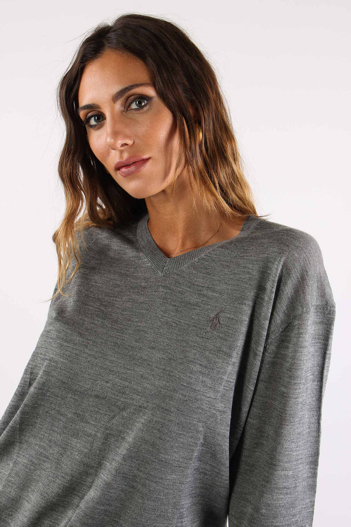 Maglia Scavo V  Lana Merinos Grey Melange-7