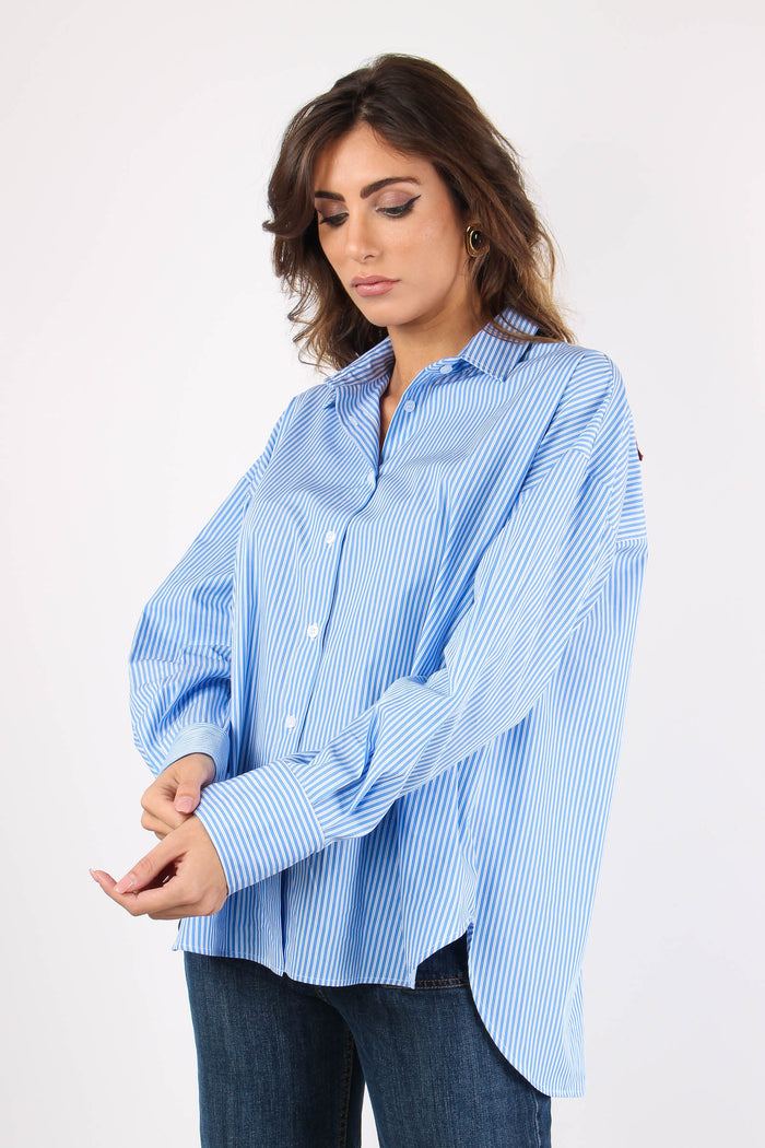 Camicia Riga Ricamo Schiena Bianco/azzurro-6
