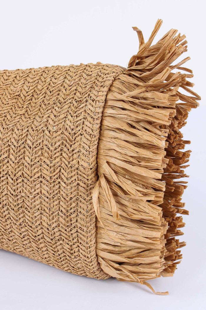 Pochetta Paglia Frange Beige-6