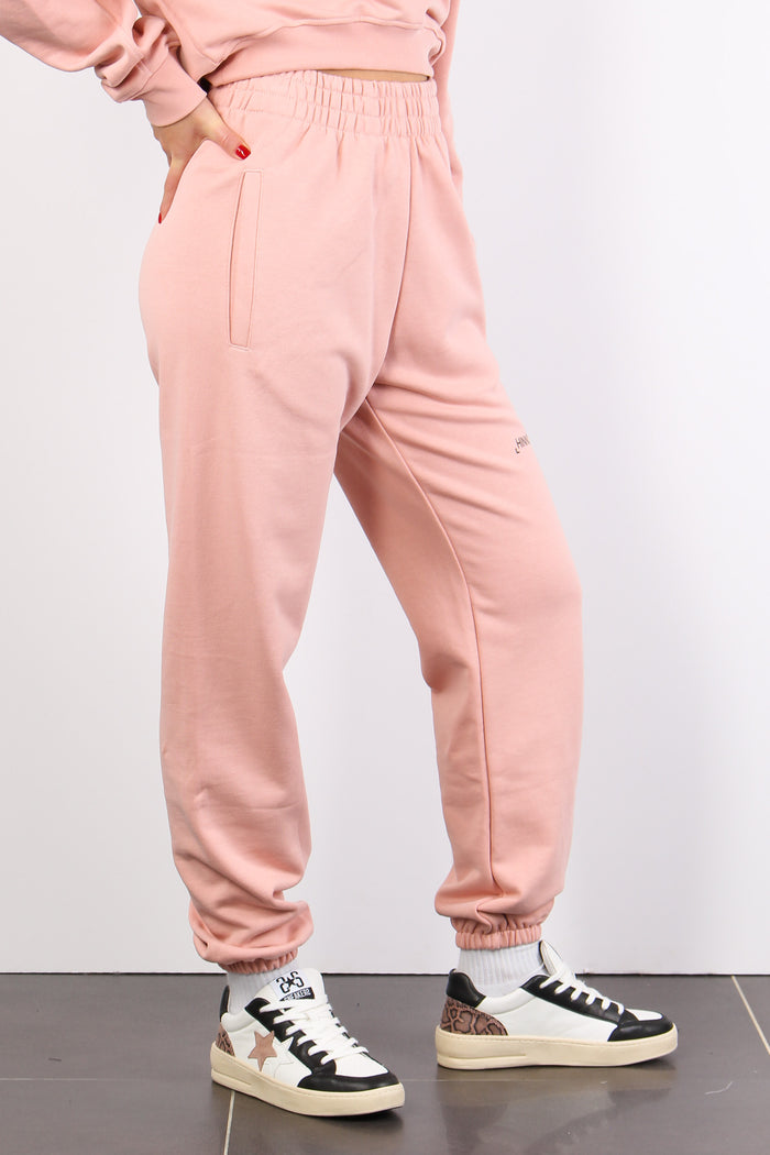 Pantalone Felpa Vita Alta Old Rose-4