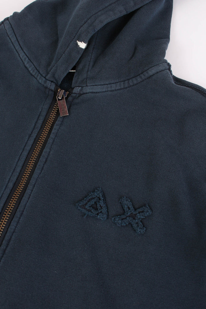 Felpa Cappuccio Zip Vintage Navy Blue-4