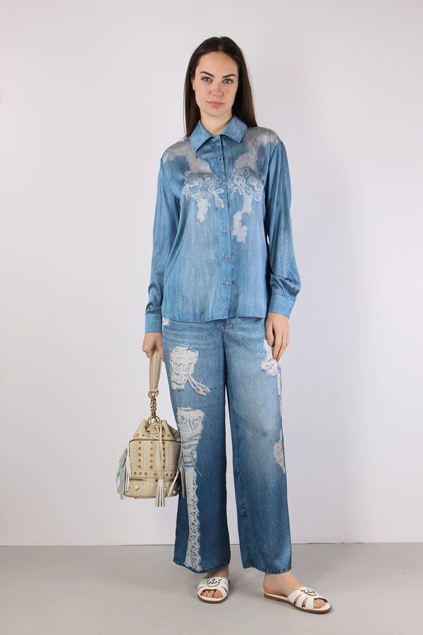 Pantalone Stampa Digitale Denim Blu