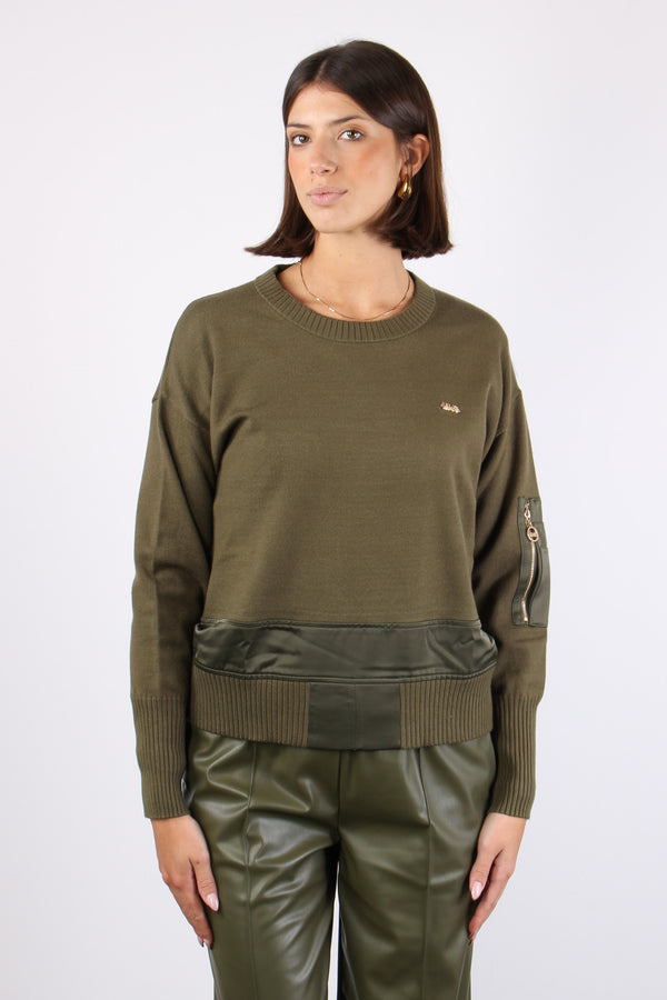 Maglia Manica Zip Olive Night