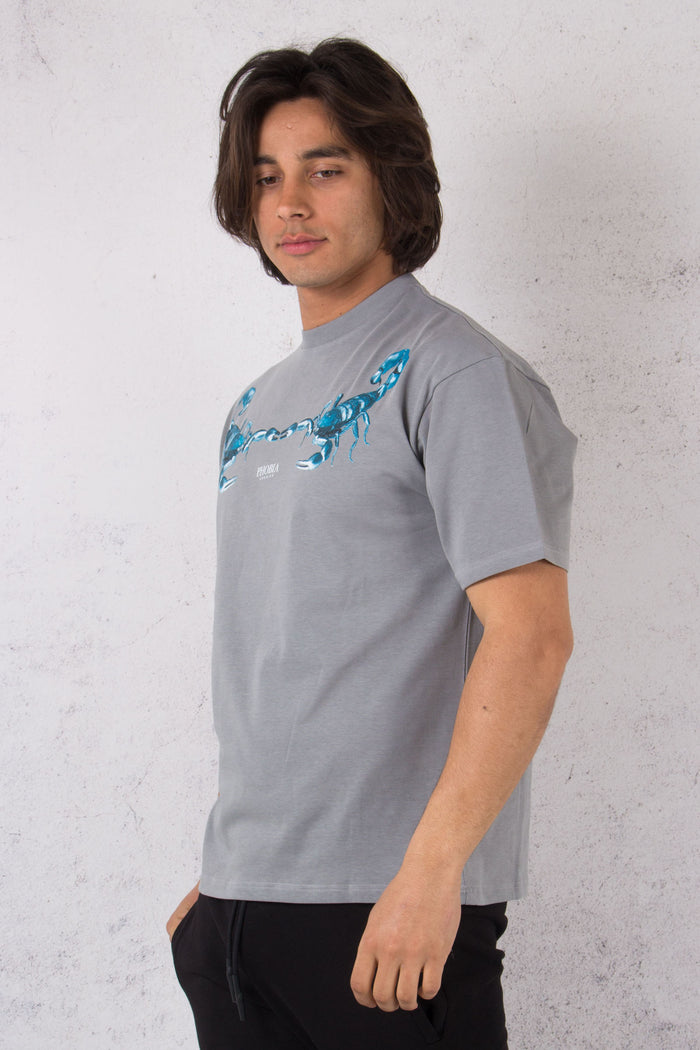 T-shirt Stampa Scorpione Grey/blue-5