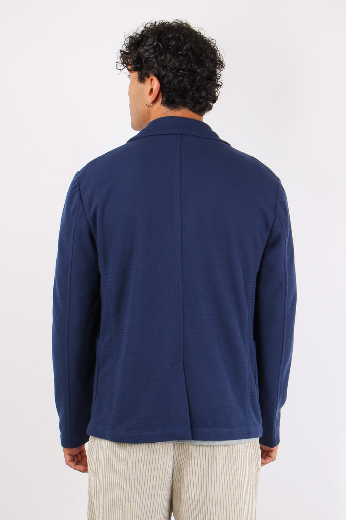 Giacca Basica Tasche Blu-4