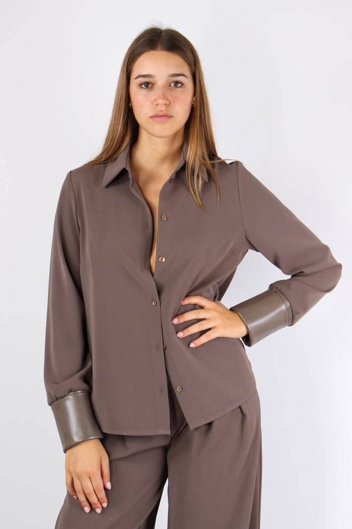 Camicia Fluida Polsini Ecopell Nocciola-4
