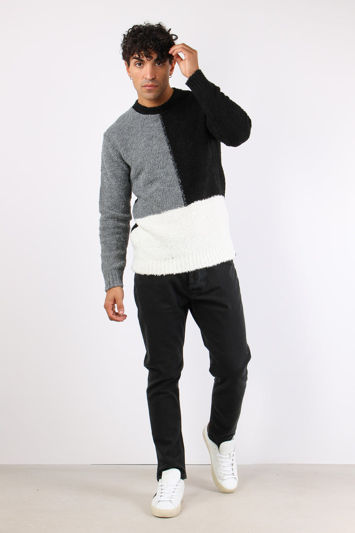 Maglia Boucle Colorblock Nero-2