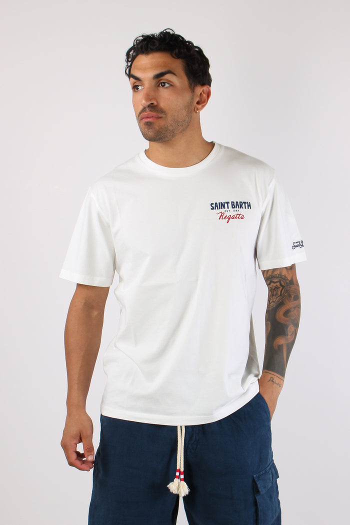 T-shirt Stampa Scritta Bianco-4