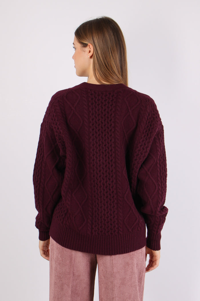Cardigan Trecca 100% Lana Vino-4