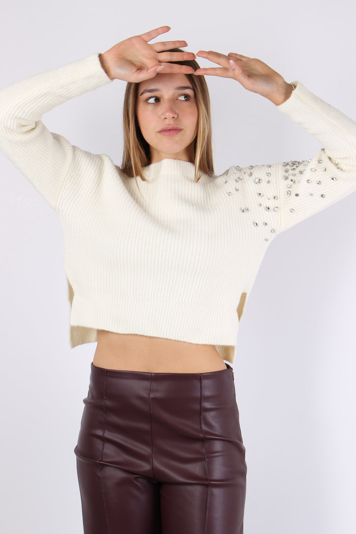 Maglia Applicazioni Strass Star White