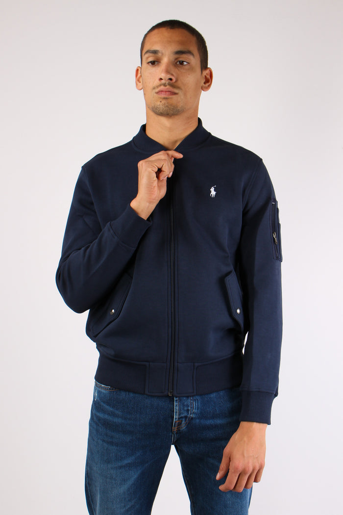 Felpa Zip Tasca Manica Aviator Navy-6