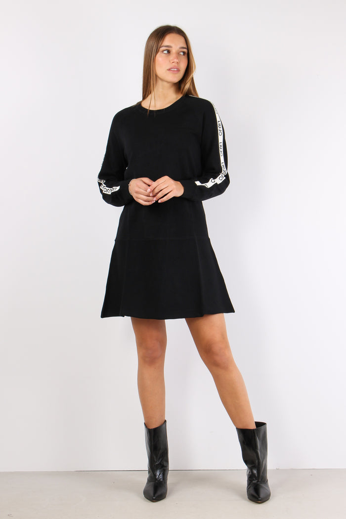 Abito In Maglia Logo Manica Nero/bianco-5