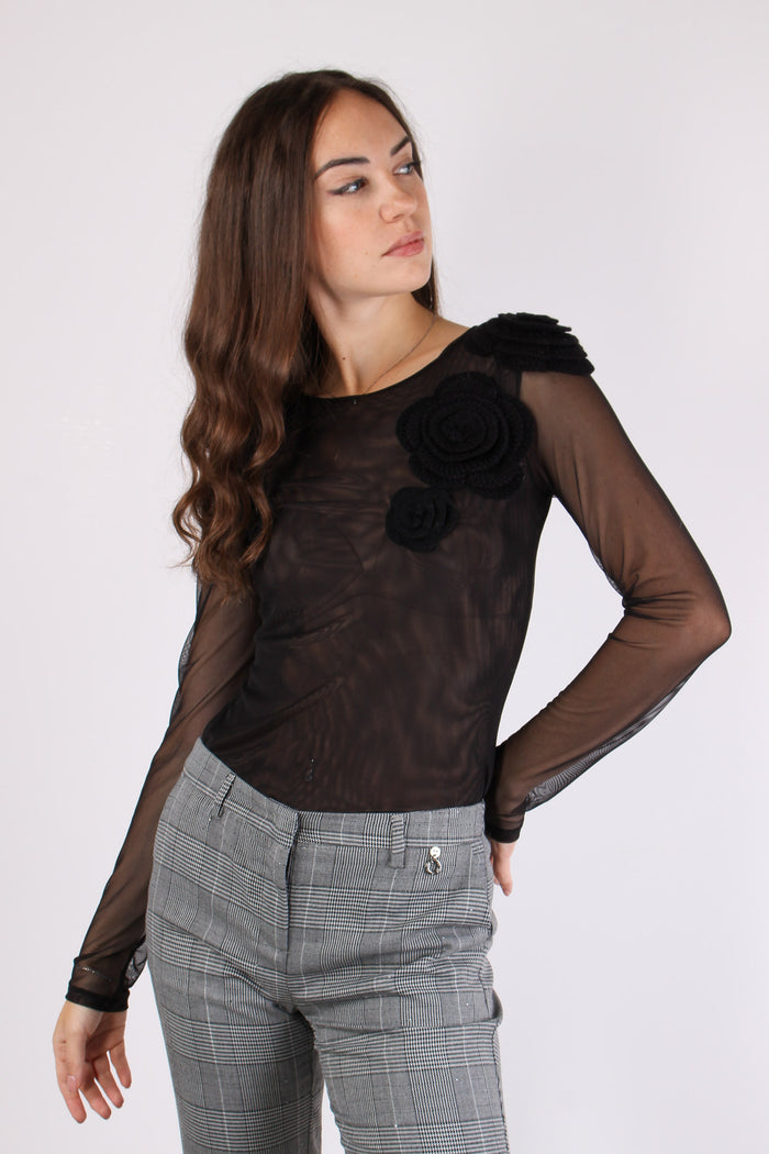 T-shirt Tulle Applicazione Ros Black/black-2