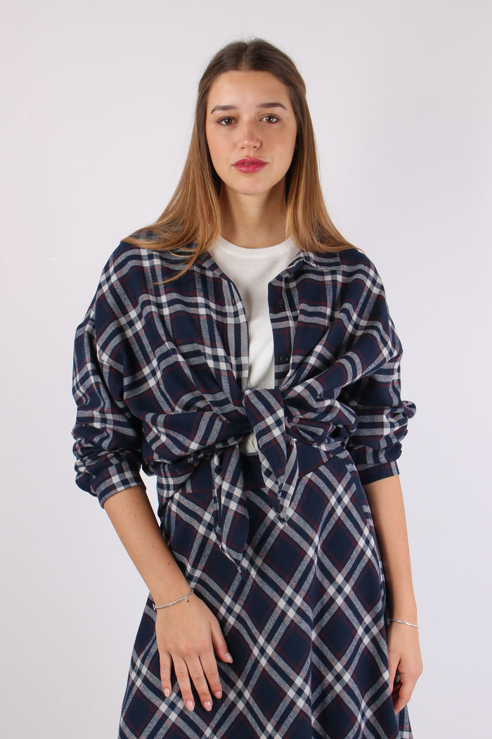 Camicia Quadri Stondata Blu/bordeaux-3