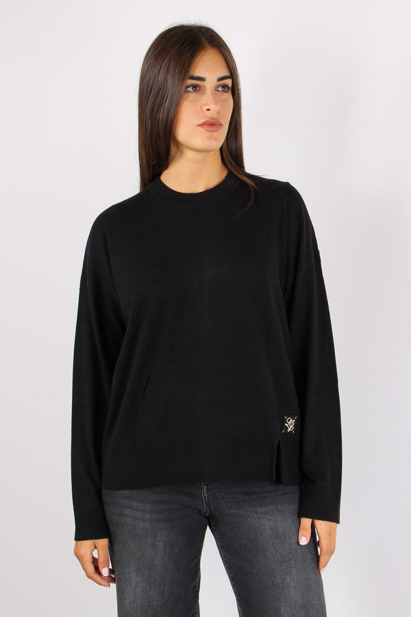 Girocollo Viscosa Lana Nero-2