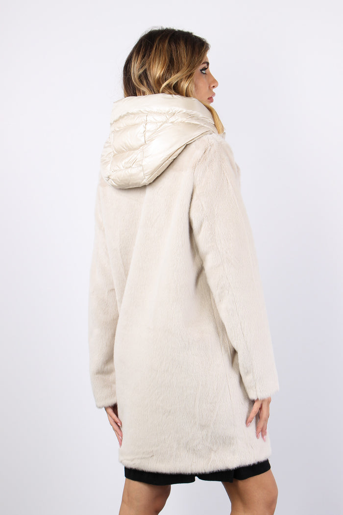 Cappotto Ecopelliccia Piuma Crystal Grey-5