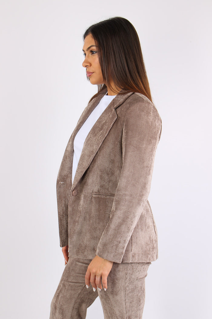 Giacca Monopetto Velluto Costa Tortora-4