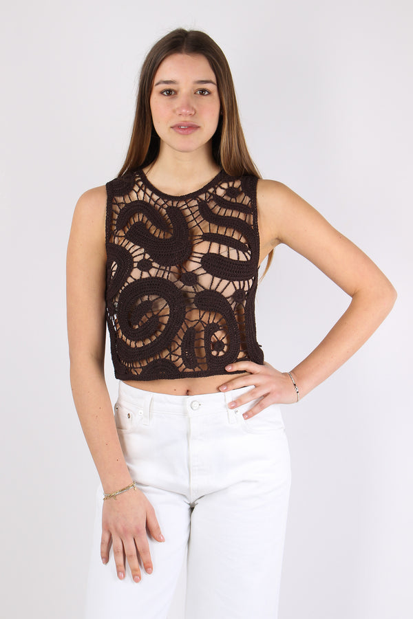 Eruzione Top Macrame Marrone Java-2