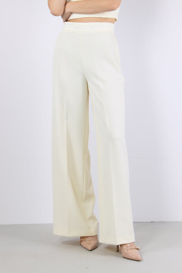 Pantalone Palazzo Tessuto Tecnico New Milk-2