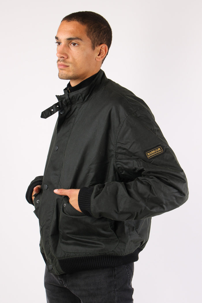 Bomber Fibbia Colletto Verde Scuro-4