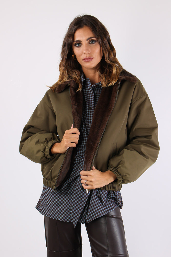 Bomber Inserto Ecopelliccia Militare-4