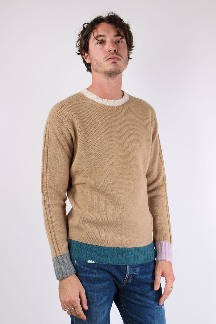 Maglia Girocollo Bordi Colori Ruggine-5