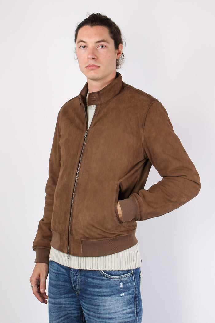 Giubbotto Bomber Scamosciato Brownish-5