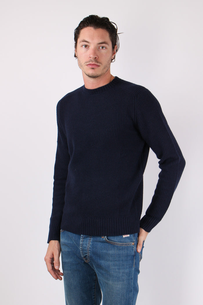 Maglia Giroccolo Misto Lana Poseidon Blue