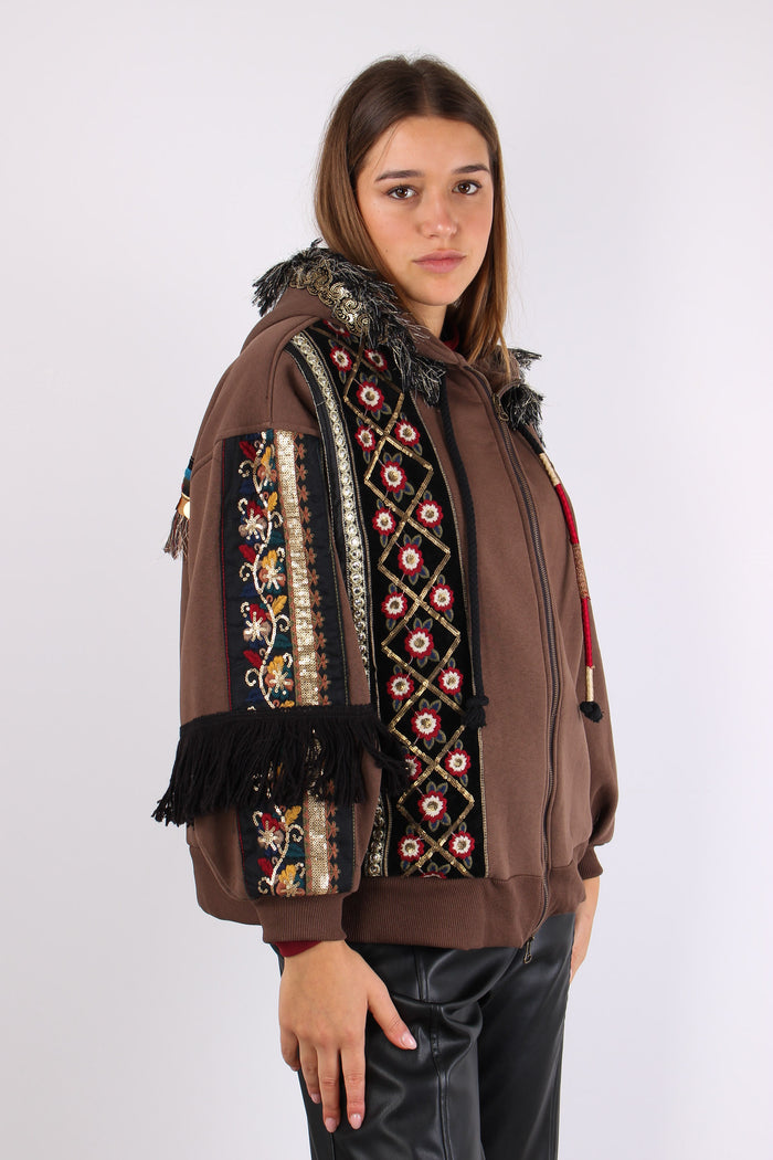 Felpa Zip Passamanneria Intern Fondente-8