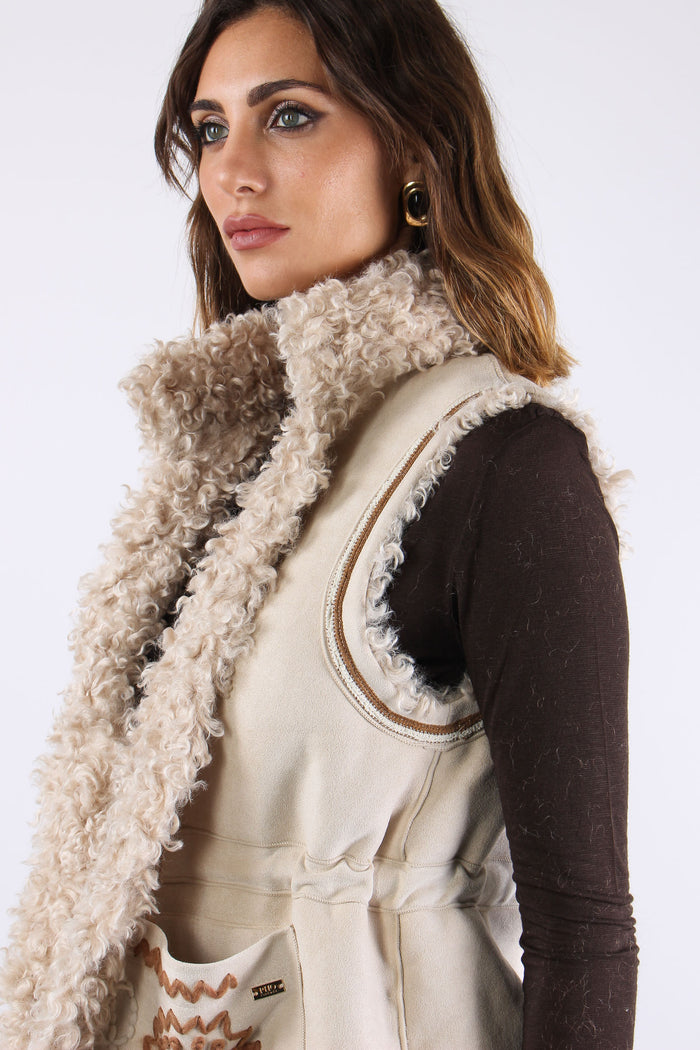 Gilet Reversibile Panna-6