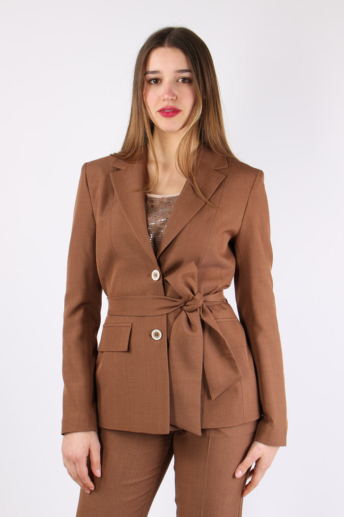 Giacca Cinturata Poliviscosa Caffe-2