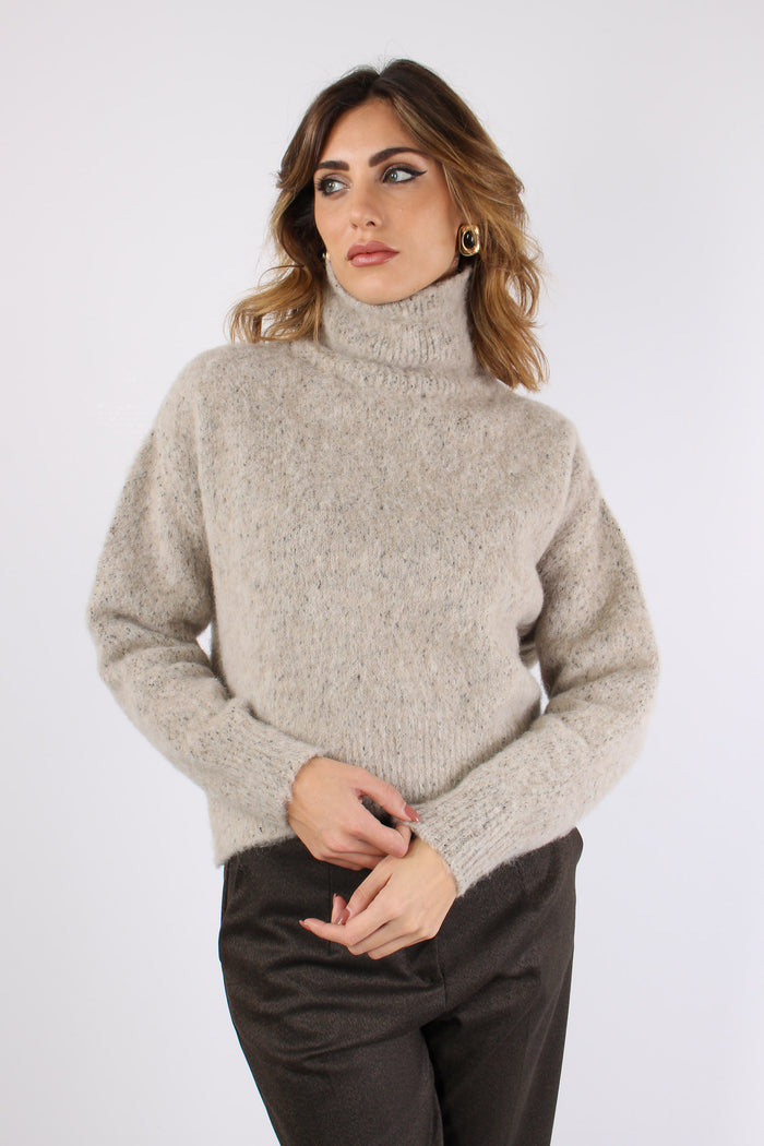 Maglia Collo Alto Cropped Sesame-2