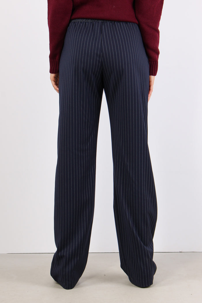 Pantalone Palazzo Gessato Blu Scuro-4