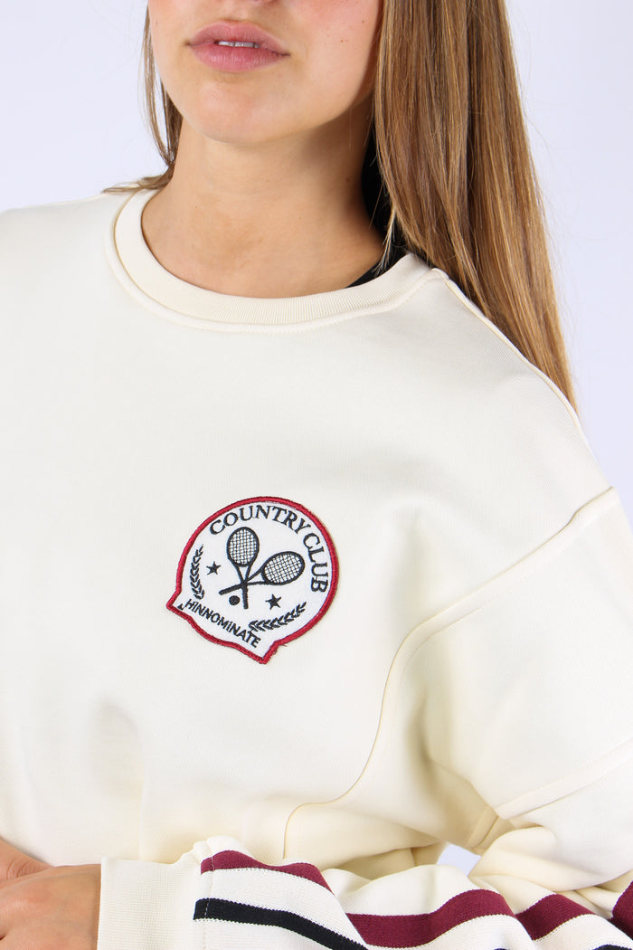 Felpa Regular Logo Tennis Bianco Burro-8