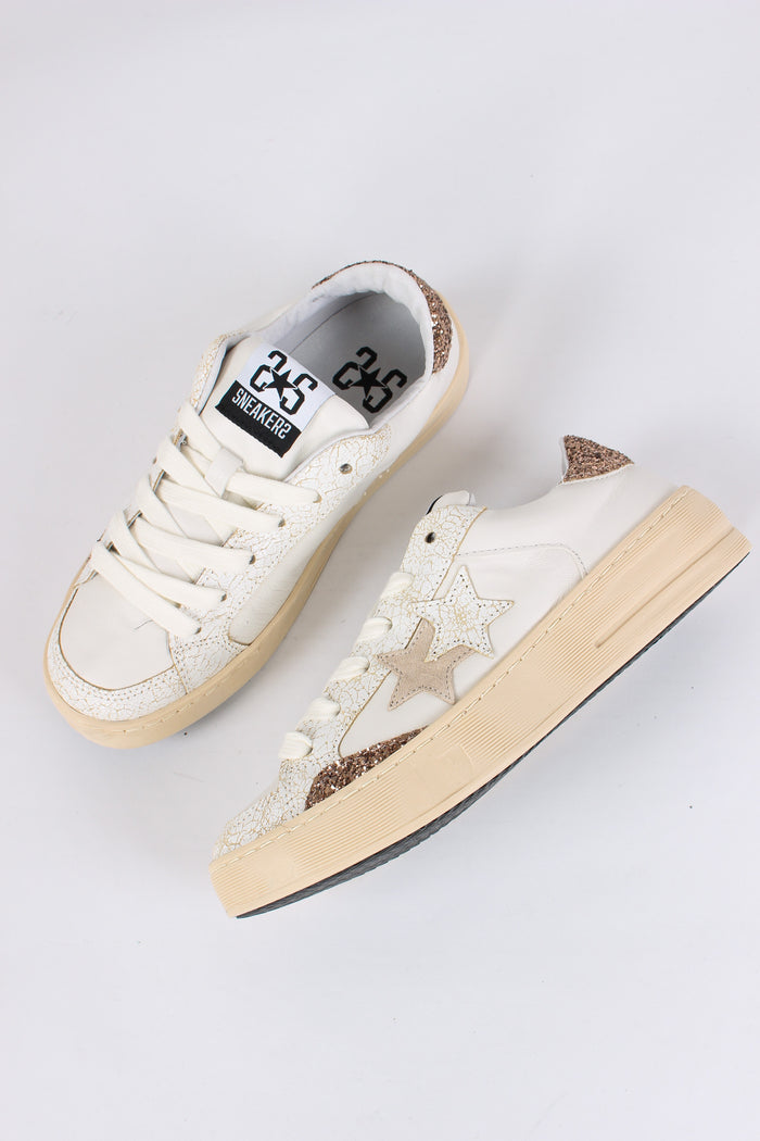 Sneakers Enjoy Star Glitter Bianco/oro-2