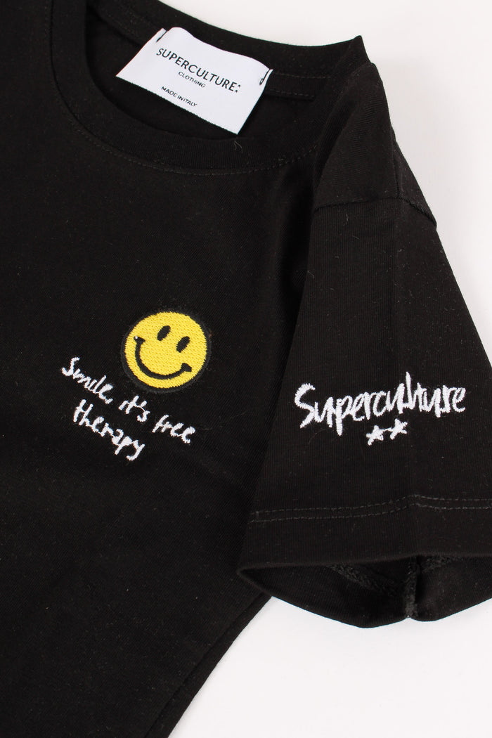 T-shirt Ricamo Smile Black-4